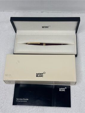 Montblanc Burgundy and Gold Ballpoint Pen with Presentation Box